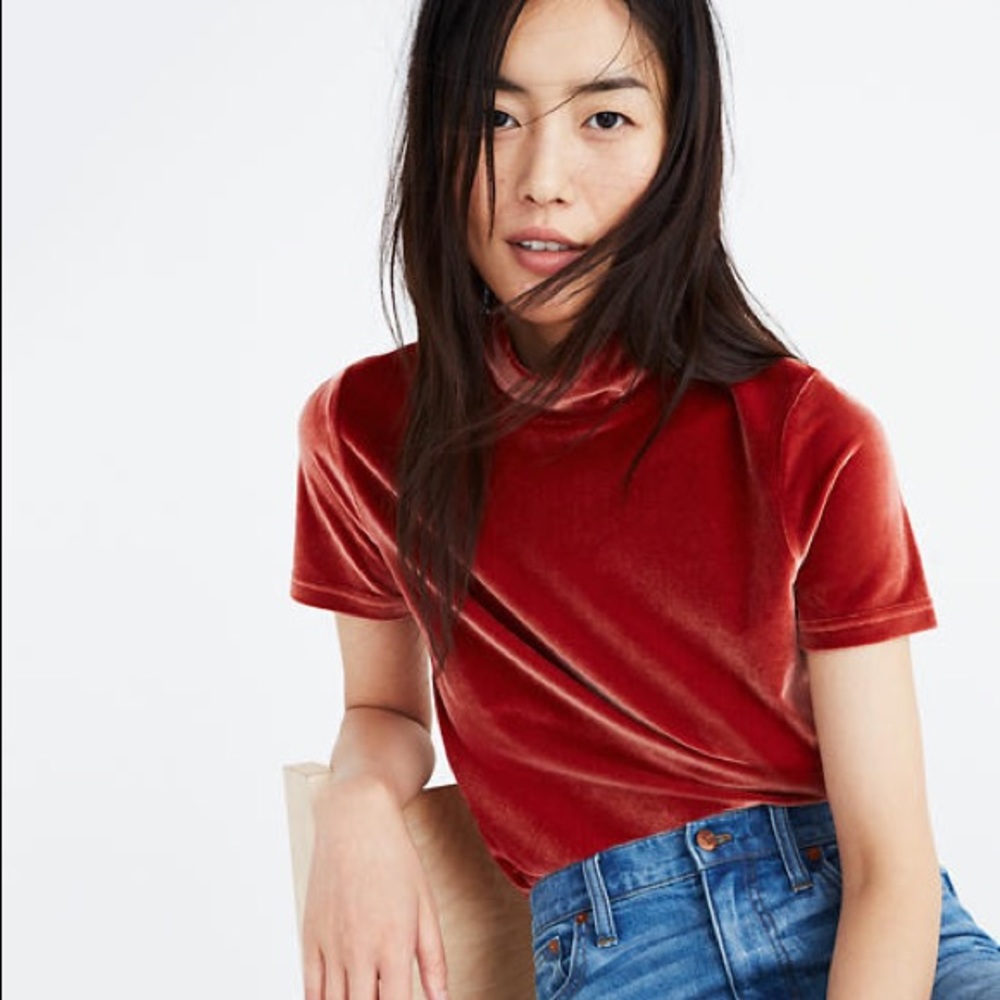 Madewell Velvet Mock Neck Top